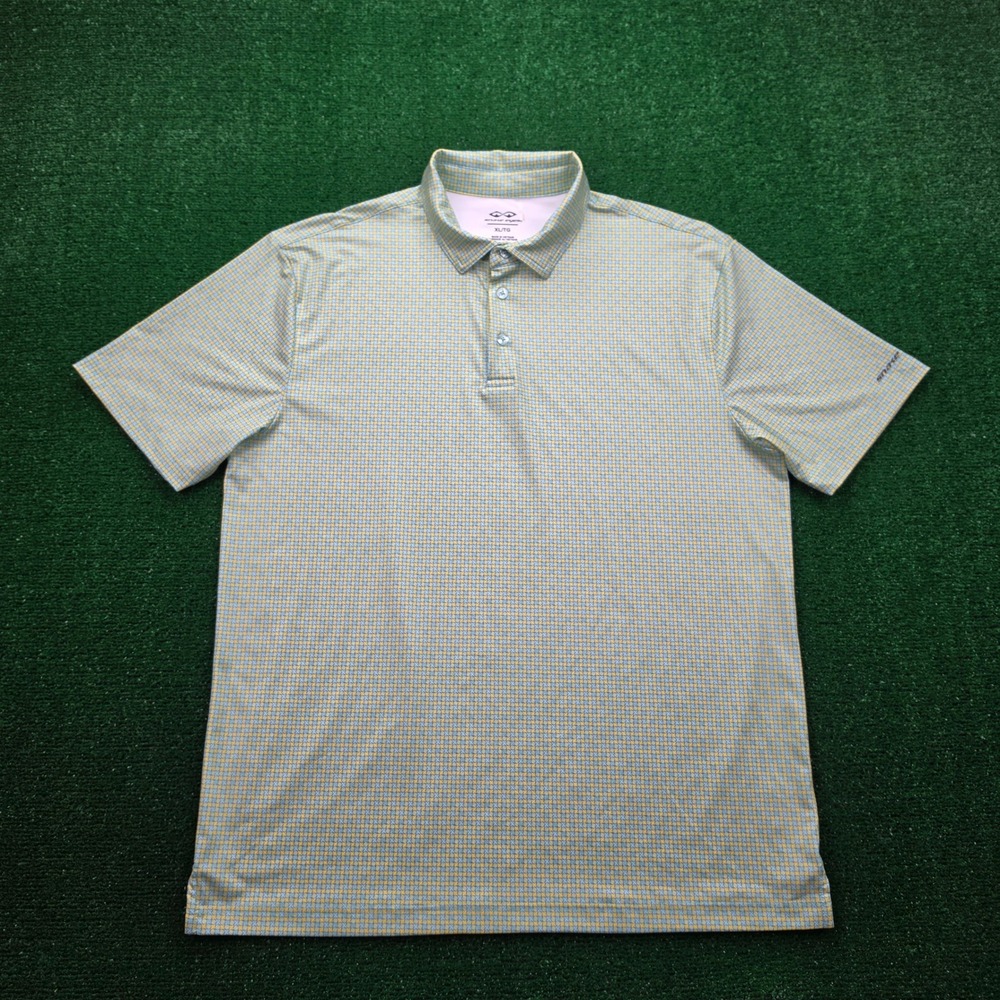 Snake Eyes Performance Geometric Golf Polo Shirt Mens XL Green Yellow